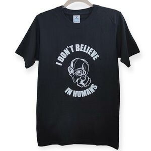 I Don’t Believe in Humans Alien Graphic 100% Cotton Black T-Shirt